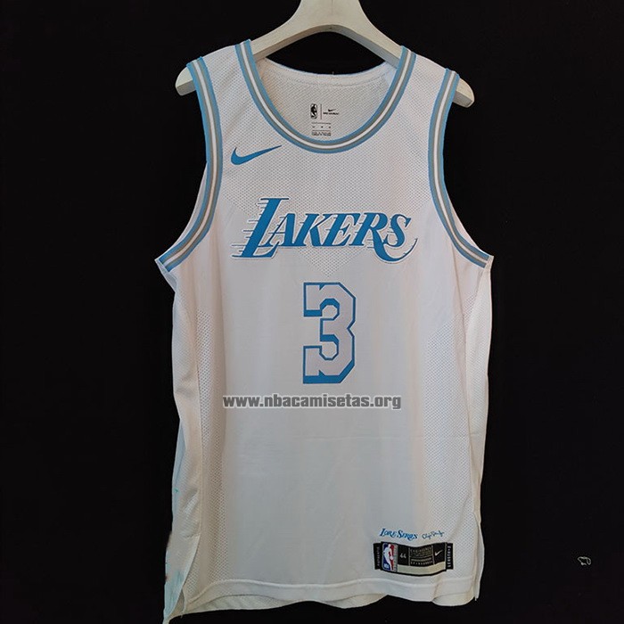 Camiseta Los Angeles Lakers Anthony Davis NO 3 Ciudad Autentico 2020-21 Blanco